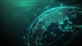 Illuminated world map, visualizing global connectivity and data flow in a green glow Royalty Free Stock Photo