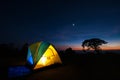 Illuminated Yellow Camping tent