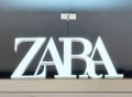 Illuminated zara store sign on modern retail frontage Royalty Free Stock Photo