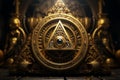 Illuminati symbols made from metal. Beautiful illustration picture. Generative AI