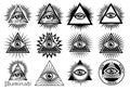 Illuminati symbols, masonic sign, all seeing eye. Royalty Free Stock Photo