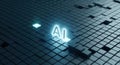 Illuminating Artificial Intelligence Concept Displayed on a Futuristic Microchip Grid. Royalty Free Stock Photo