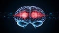 Illuminating brain scan with red highlight, comprehensive neurological analysis for medical insights