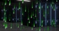 Illuminating central server racks streaming binary code in data center, with LED strips Royalty Free Stock Photo