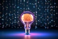 Illuminating creativity, 3D rendering of the brain and light bulb