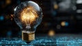 Illuminating Creativity: A Light Bulb Symbolizing Knowledge in the Context of Advanced Technological Connections and Innovations Royalty Free Stock Photo