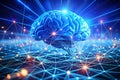 Illuminating the Future A Futuristic Digital Brain Engages a Vibrant Blue Landscape Unveiling the Potential of Advanced