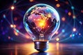 Illuminating global interconnectivity a vision of worldwide networked systems and bright ideas. Generative AI Royalty Free Stock Photo
