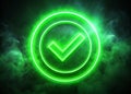 Illuminating Green Neon Checkmark A Futuristic Success Symbol for Approval Voting and Confirmation Buttons