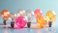 Illuminating ideas a collection of colorful light bulbs representing creativity, innovation, and bright thinking. Generative AI Royalty Free Stock Photo