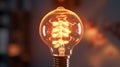 Illuminating Ideas: A Glowing Vintage Light Bulb Royalty Free Stock Photo