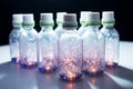 Illuminating illness Group of nose drop jars symbolize cold dependence