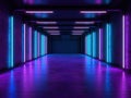 Illuminating Passages: Neon Lights and Dark Colored Lighting Creating Vibrant Color Combinations