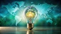 Illuminating a sustainable global future a bright idea for a cleaner world. Generative AI Royalty Free Stock Photo