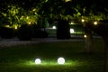 Illumination backyard light garden with electric ground lantern.