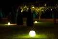 Illumination backyard light garden with electric ground lantern.