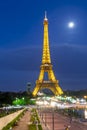 Illumination of Eiffel tower at night, Paris, France Royalty Free Stock Photo