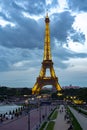 Illumination of Eiffel tower at sunset, Paris, France Royalty Free Stock Photo