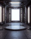 An illumination-filled sci-fi room with a circular platform and vibrant colors Royalty Free Stock Photo