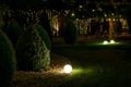 Illumination landscape light park with electric ground lantern.