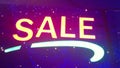 Illumination Sale. Street sign with small lights, garlands. Scenery with glowing, flashing lights. Dynamic, motion footage. Holid