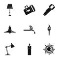 Illumination source icon set, simple style Royalty Free Stock Photo