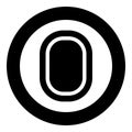 Illuminator of aircraft airplane window airliner porthole plane interior icon in circle round black color vector illustration