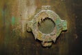 Illuminator on a rusty metal wall. Royalty Free Stock Photo