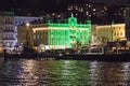 Town hall in Gmunden, Salzkammergut, Austria, by night in the Christmastime Royalty Free Stock Photo