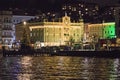 Town hall in Gmunden, Salzkammergut, Austria, by night in the Christmastime Royalty Free Stock Photo