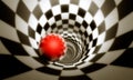 Illusion of freedom predeterminmation. Red ball in a chess tun Royalty Free Stock Photo