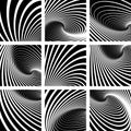 Illusion of vortex motion. Backgrounds set. Royalty Free Stock Photo
