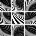 Illusion of whirl movement. Abstract backgrounds set. Royalty Free Stock Photo