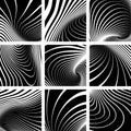 Illusion of whirl movement. Lines patterns set.