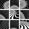 Illusion of whirlpool movement. Abstract backgrounds set. Royalty Free Stock Photo