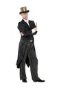 Illusionist Shows Tricks with a Magic Wand Royalty Free Stock Photo