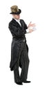Illusionist Shows Tricks with Playing Card Royalty Free Stock Photo