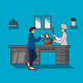Illusrtration vector graphic of two chefs are putting up in the kitchen but what is cooked are sneakers.