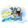 Illustartion with laplander on a reindeer. Royalty Free Stock Photo