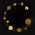 Illustartion vector of Gold glittering star dust circle Royalty Free Stock Photo
