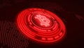 Illustation of bitcoin logo in red