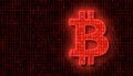 Illustation of bitcoin sign in red