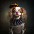 Dog Wearing Clown Suit april Mop