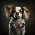 Dog Wearing Clown Suit april Mop