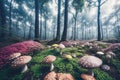 Illustation of Dotted Shapes in a Surreal Forest .AI Generated