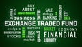Illustation of exchange traded fund (ETF) - keywords cloud