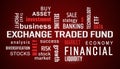 Illustation of exchange traded fund (ETF) - keywords cloud