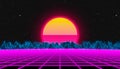 Illustation of futuristic 80s Dynamic Synthwave retro style