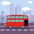 Illustation of A red Double decker bus with shape of symbol a city. Can`t wait to get on the Double decker bus travel in london.