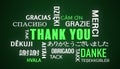 Illustation of thank you keyword cloud in different languages with white and green text Royalty Free Stock Photo